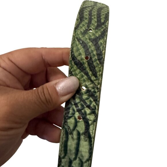 Berge Green Python Genuine Leather Rhinestone Embellished Belt Womens Size Large main image 5